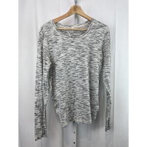 LULULEMON Beat The Heat Long Sleeve Top Split Back Tiger Spacedye Black White